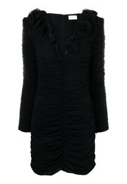 Magda Butrym Flower decolte long-sleeve minidress - Nero