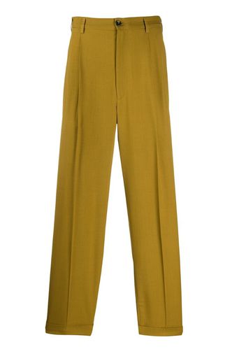 pleated straight-leg trousers