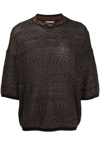 short sleeve Aztec-knit jumper