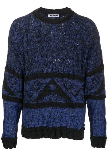 crew neck knitted symbols jumper