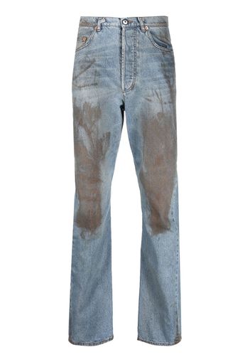 Magliano distressed-detail straight-leg denim trousers - Blu