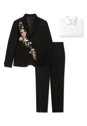 MAISON AVA Olwyn floral-embroidered three-piece suit - Nero