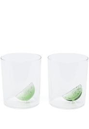 Maison Balzac lime-cut embellished glass (set of two) - Verde