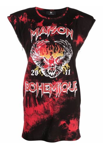 Maison Bohemique Top con fantasia tie-dye - Nero