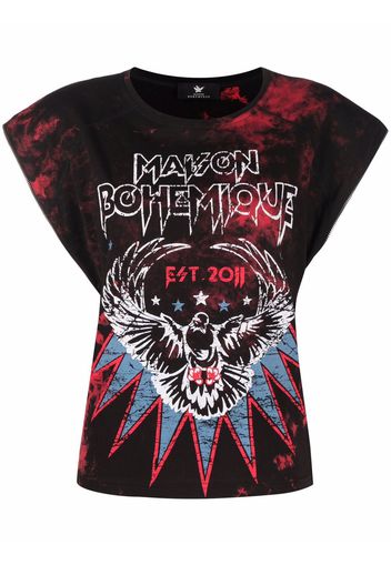 Maison Bohemique T-shirt con fantasia tie-dye - Nero