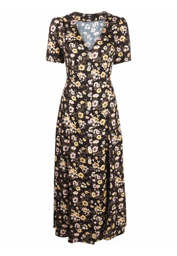 Maison Bohemique Abito midi a fiori - Nero