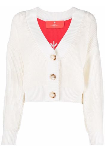 Maison Bohemique Cardigan con scollo a V crop - Bianco