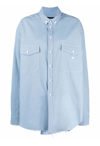 Maison Bohemique Camicia oversize con ricamo - Blu