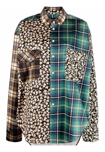 Maison Bohemique Camicia oversize con stampa patchwork - Verde