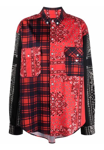 Maison Bohemique Camicia con design patchwork - Rosso