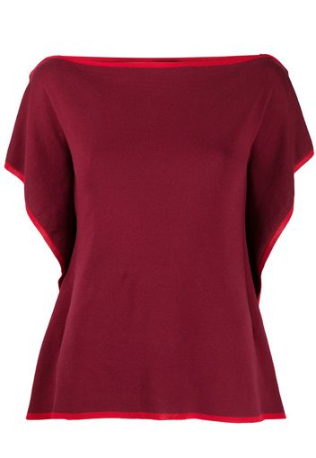 square neck contrast trim knitted top