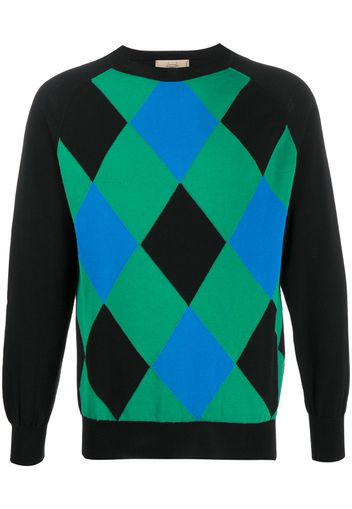 argyle pattern cotton jumper