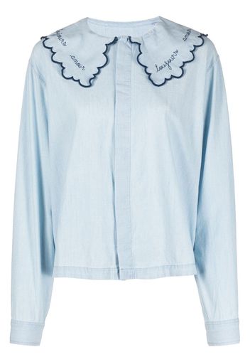 Maison Labiche oversize-collar embroidered shirt - Blu