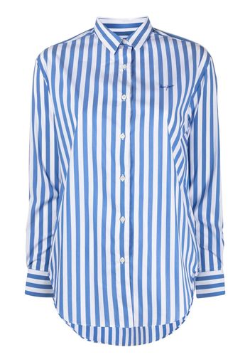 Maison Labiche embroidered-logo striped shirt - Blu