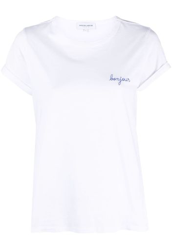 Maison Labiche slogan-embroidered organic cotton T-shirt - Bianco