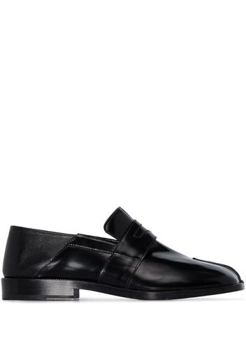 black tabi patent leather loafers