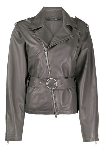 belted leather jacket