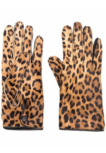 Maison Margiela leopard-print gloves - Marrone