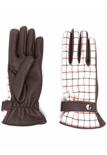 Maison Margiela Tattersall-check panelled gloves - Marrone