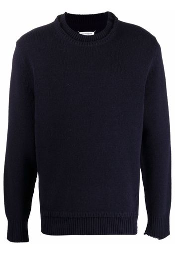 Maison Margiela layered-collar elbow-patch distressed jumper - Blu