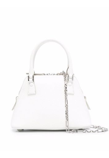 Maison Margiela logo-patch leather tote bag - Bianco