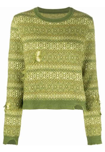 Maison Margiela Maglione Fair Isle con effetto vissuto - Verde