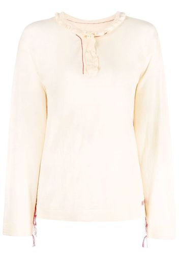 Maison Margiela ruffle-trim wool-silk top - Toni neutri