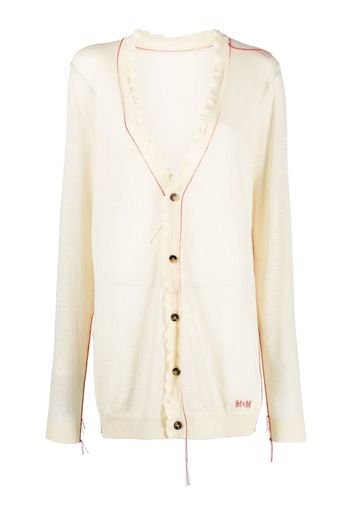 Maison Margiela contrast-stitch logo-embroidered cardigan - Toni neutri