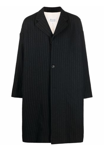 Maison Margiela Cappotto monopetto gessato - Nero