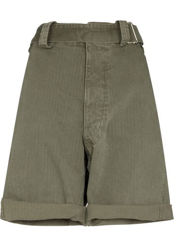 Maison Margiela belted-waist cotton shorts - Verde