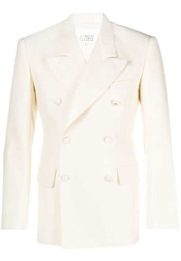 Maison Margiela double-breasted mohair-silk blend blazer - Toni neutri