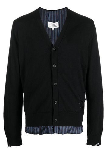 Maison Margiela layered distressed wool cardigan - Nero