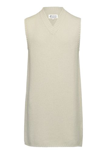 Maison Margiela wool V-neck intarsia-knit dress - Grigio