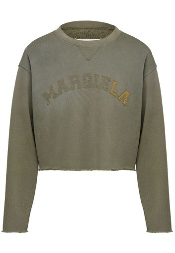 Maison Margiela logo-patch cropped sweatshirt - Verde