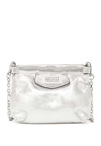 Maison Margiela logo-patch leather shoulder bag - Argento