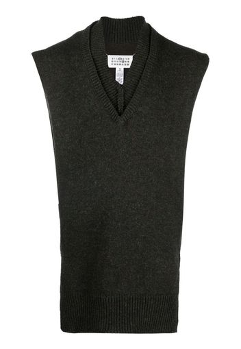 Maison Margiela ribbed-trim V-neck vest - Verde