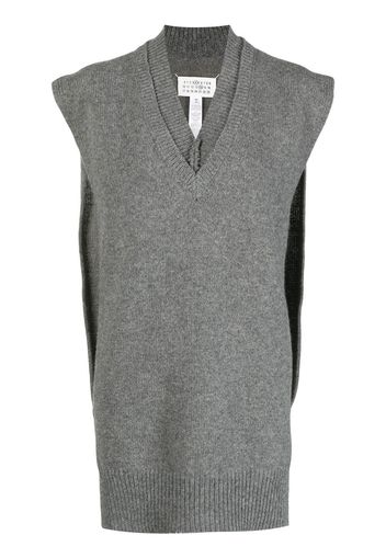 Maison Margiela ribbed-trim V-neck vest - Grigio