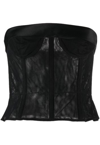 Maison Margiela mesh-panel cropped top - Nero