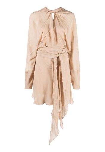 Maison Margiela draped long-sleeved silk dress - Toni neutri