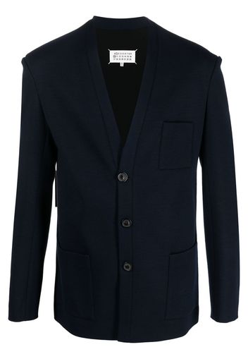 Maison Margiela logo-detail single-breasted blazer - Blu