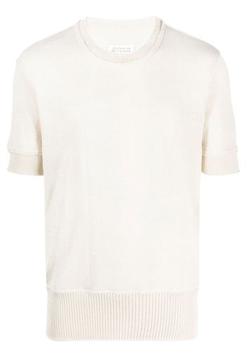 Maison Margiela ripped-edge knitted T-shirt - Toni neutri