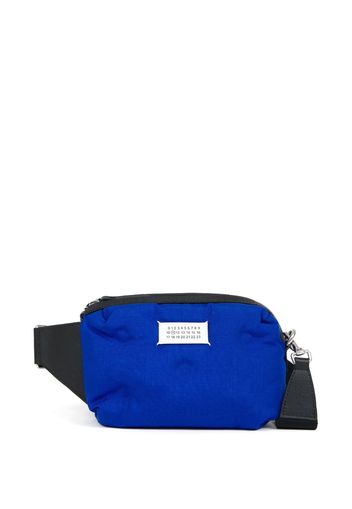 Maison Margiela logo-patch quilted shoulder bag - Blu