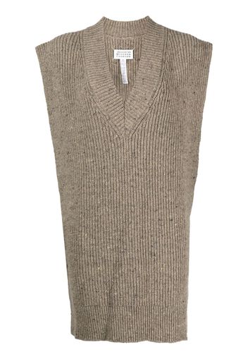 Maison Margiela intarsia-knit V-neck vest - Marrone