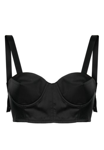 Maison Margiela cropped satin bustier blouse - Nero