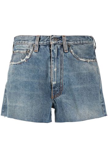 Maison Margiela Shorts denim con orlo a taglio vivo - Blu