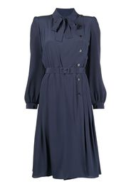 side button fastening belted dress