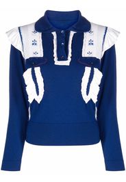 Maison Margiela layered ruffle-trim polo top - Blu