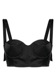 Maison Margiela cropped satin bustier blouse - Nero