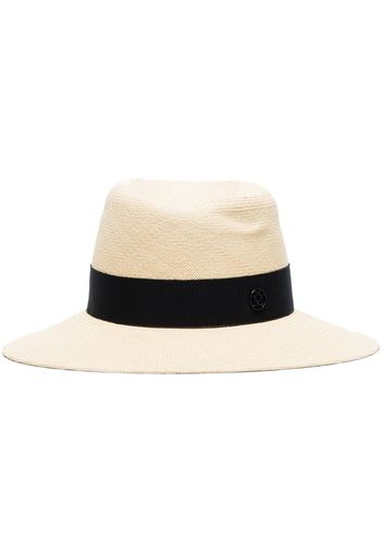 logo ribbon trim fedora hat