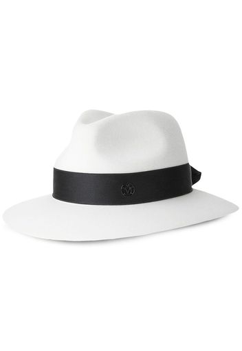 Maison Michel Fedora con placca logo Rico - Bianco